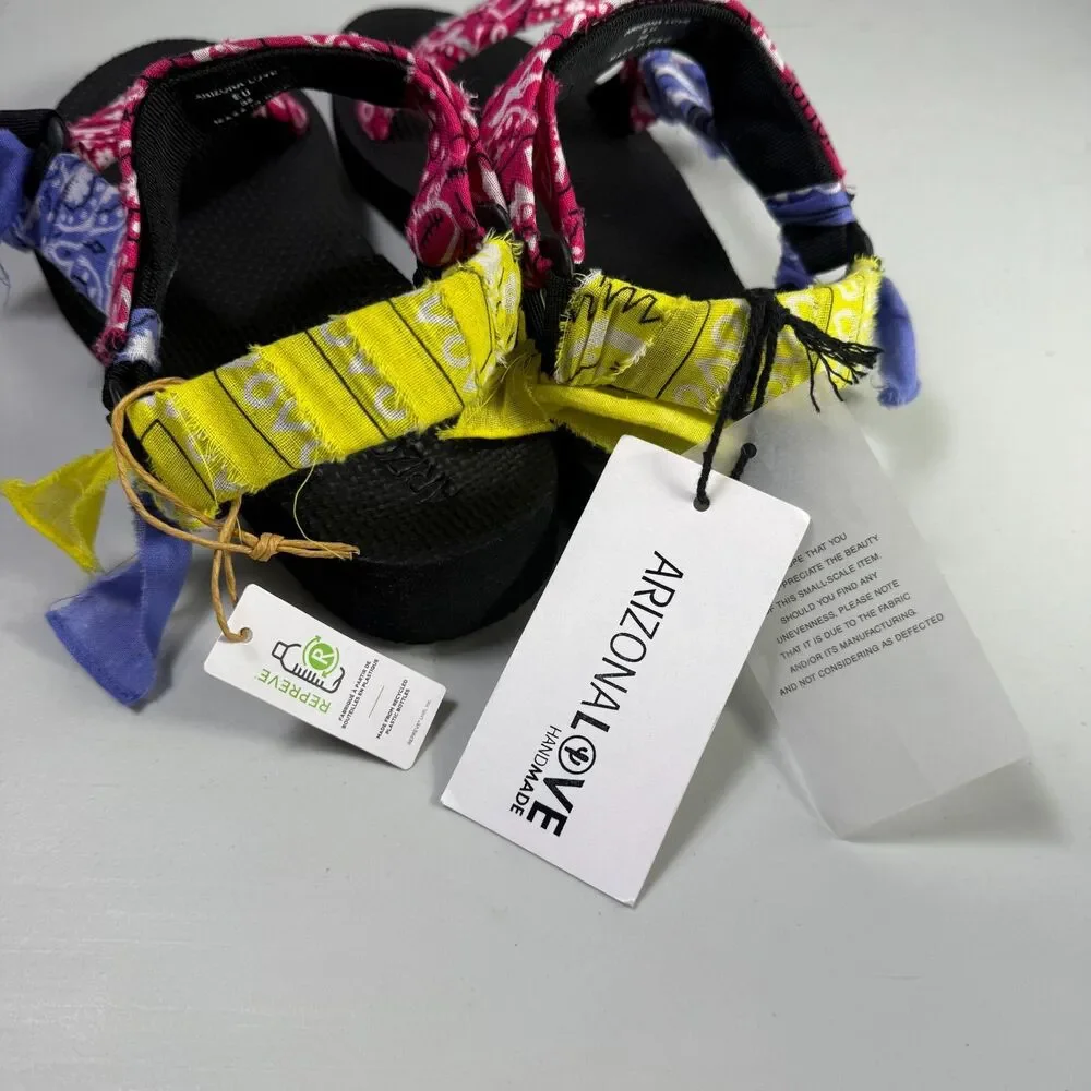 Arizona Love Trekky Bandana Sandals US 8 Multicolor Strappy Boho Eco Friendly - Picture 4 of 7